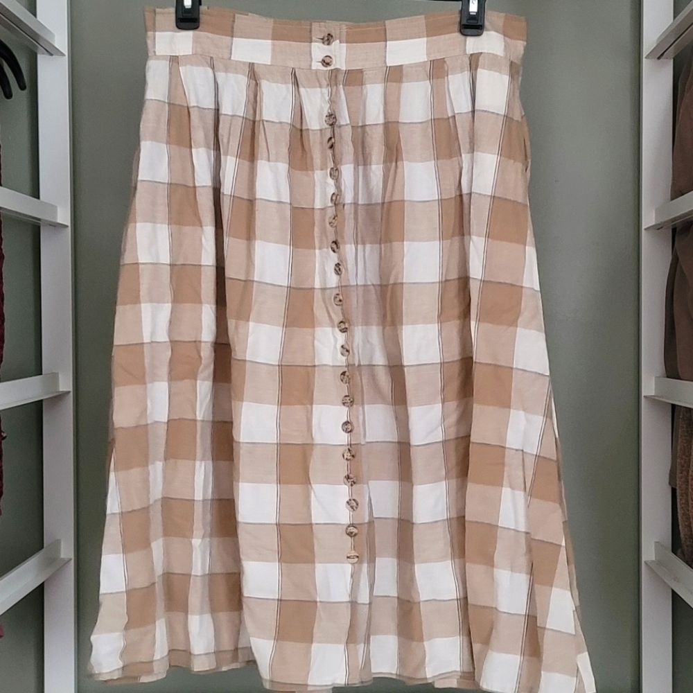 Brown plaid long skirt